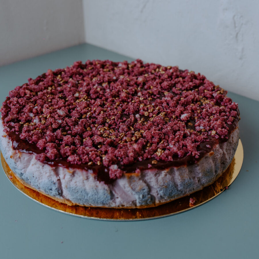 Tradicional de frambuesa y crumbl de frutos rojos